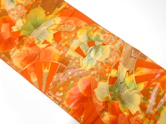 JAPANESE KIMONO / ANTIQUE FUKURO OBI / SILK / WOVEN GENJIGURUMA